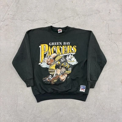 Fútbol americano vintage 1988 Nutmeg Mills Green Bay Packers dibujos animados cuello redondo talla: XL Foto 1 de 4