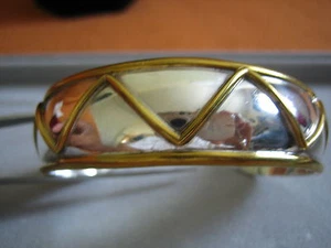VINTAGE MEXICAN .925 STERLING SILVER/BRASS CUFF BRACELET ! - Picture 1 of 7