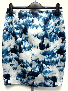 NEW! LK Bennett UK12 blue/white Roxette floral lined pencil skirt with stretch - Picture 1 of 10