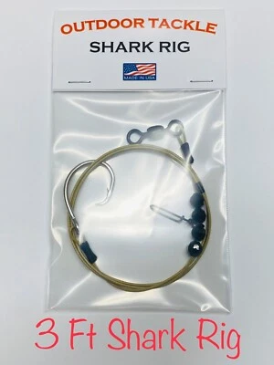 3 ft Castable Shark Fishing Rig 275lb. (Tan Wire) Circle Hook - Image 1 of 4
