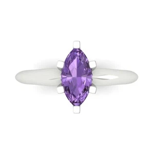 1.0 ct Marquise Cut Alexandrite Stone Wedding Bridal Promise Ring 14k White Gold - Picture 1 of 11