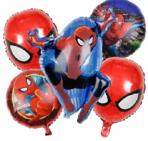 5Pcs/Set Spiderman Balloons Kids Happy Birthday Party Decoration Super Hero - Picture 1 of 4