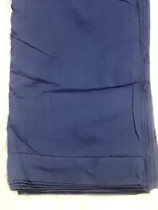 Lintex "Emerald" Dark Blue Linen & Cotton Hemstitch Tablecloth 70" x 90" NWOT - Picture 1 of 5
