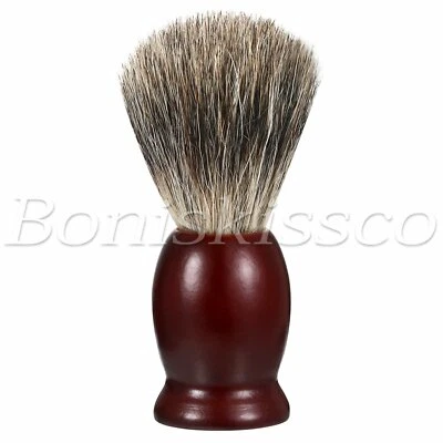Escova de limpeza de cabelo masculina macia natural cerdas espuma para barba com cabo de madeira - Imagem 1 de 4