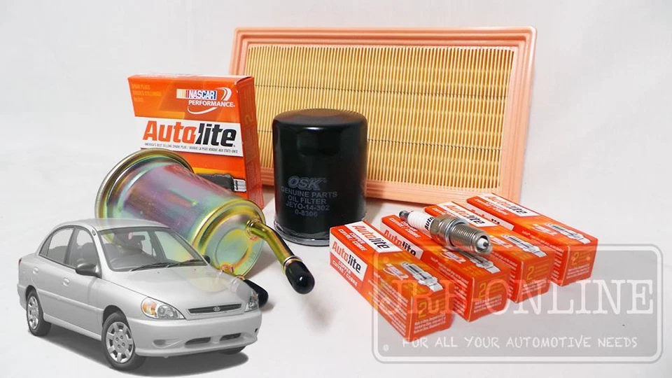 For Kia Rio BC A5D 1.5L 4cyl 00~2005 AIR OIL FUEL FILTER SPARK PLUGS SERVICE KIT - image 1 of 4