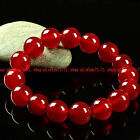 Fashion Women's 12mm Natural Red Jade Round Gemstone Beads Bracelet 7.5'' AAA