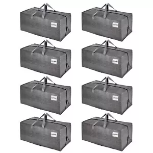 VENO 8 Pack Moving Bags Heavy Duty Backpack Straps Large Storage Totes Gray - Picture 1 of 7