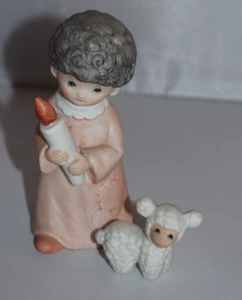 Homco Shepard Boy Holding Candle and Sheep Lamb Figurines - Picture 1 of 12