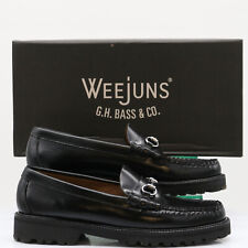 G.H BASS & CO WEEJUNS HERITAGE MENS PENNY LOAFERS UK 9 EU 43 BLACK RRP £195 GR