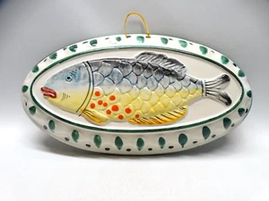 Vintage Italian Ceramic Hand Painted Wall Hanging Fish Mold B1 EUC - Bild 1 von 14
