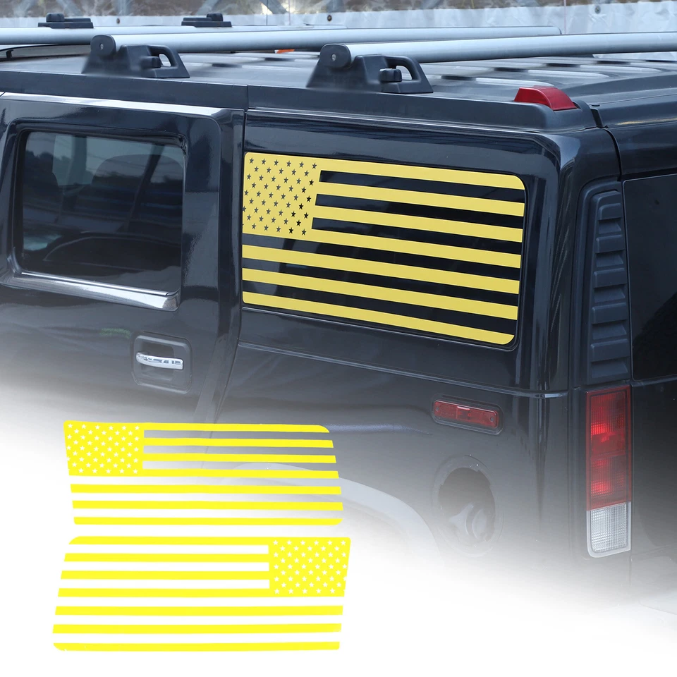 Vinilos calcomanías gráficas de vidrio con bandera amarilla de Estados Unidos para Hummer H2 2003-09 Foto 1 de 4