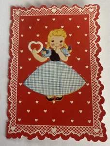 "Tarjeta pequeña vintage del Día de Valnetine ""Word's can't tell what's in my heart" - Imagen 1 de 2
