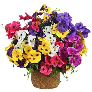 12 Bundles Artificial Pansy Flowers Faux Plastic Wild Flowers Bushes for Home... - Picture 1 of 7