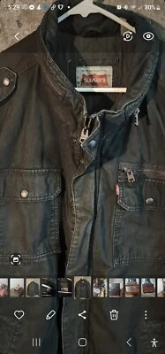 Levi's Men's Washed Cotton Military Jacket - Charcoal black Size XXL  w/label ⬇️ - Image 1 of 4