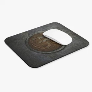 Zen Themed Mouse Pad - Om Symbol on Distressed Stone Print Mousepad - Picture 1 of 5