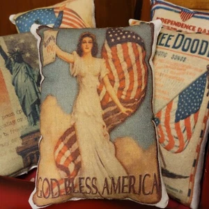 Patriotic Victorian Lady Liberty Vintage Inspired Tuck Pillow Peg/Door Hanger - Picture 1 of 2