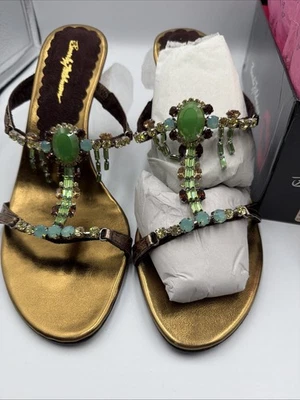 Salto Beverly Feldman autêntico 10 EUA 40 UE Eastside bronze turquesa. Novo na caixa - Imagem 1 de 4