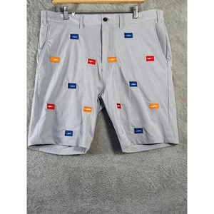 Castaway Clothing Mens Shorts 36 Gray Multi Fish Embroidered Preppy Casual NWOT - Picture 1 of 7