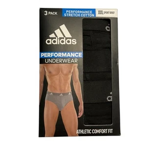 Adidas Mens 3-Pack Sport Brief Underwear Size XXL Black Performance Cotton - Picture 1 of 8