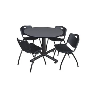 Regency Kobe Breakroom Table 48"W Gray & 4 'M' Stack Chairs Black - Picture 1 of 1
