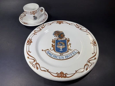 Juego de platos grandes y tazas de té Americus Hotel c. 1930 - Coleccionista - Allentown Pa Foto 1 de 4