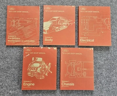 Ford 1974 Vintage Car Shop Manuals Volumes 1 - 5  Chassis Engine Electrical Body - Image 1 of 4