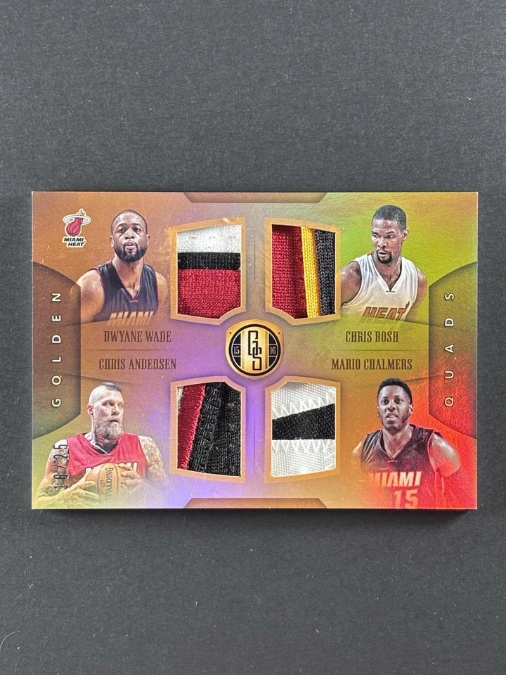 WADE/BOSH/ANDERSON/CHALMERS 2015-16 Gold Standard Golden Quads/25 HEAT GW parche Foto 1 de 4