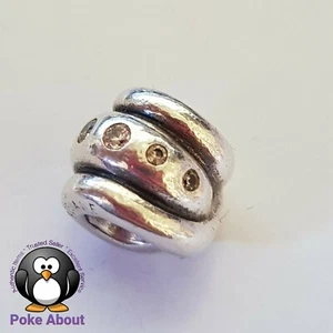 AUTHENTIC PANDORA SILVER LOVE KNOT CZ CHARM #790328CZ - RETIRED - Picture 1 of 9