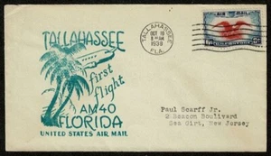 SE68A UNITED STATES 1938 First flight AM 40 Talahassee - Sea Girt, New Jersey - Picture 1 of 2