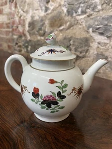 18. Jahrhundert Worcester schwarz orange Stern orientalische Blume Teekanne & Deckel C1760 selten - Bild 1 von 9