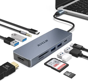 Ayclif USB C Hub Macbook Pro/Air IPAD Pro Adaptador, 10 IN 1 Adaptador Con 4K - Imagen 1 de 1