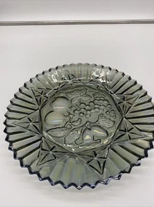 Vintage INDIANA Gray CARNIVAL Glass Iridescent Grape Platter Fruit Plate 11” Dia - Picture 1 of 6