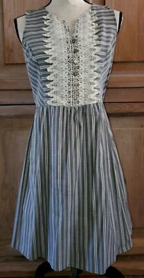 Vestido Xhilaration Gris Marfil Rayas Encaje Frontal Sin Mangas Talla M Mediano *22 Foto 1 de 4