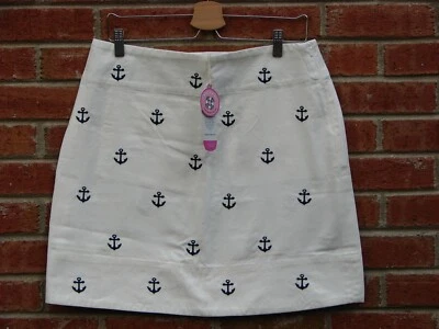Falda de Cóctel Náufrago Nantucket Island Blanca con Anclajes Talla 10 Náutica 🦞 Foto 1 de 4