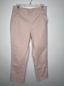 Kate Spade Straight Leg Pants Sz 4 Pink Ruffled Pockets Slim Fit Ankle Side Zip - Picture 1 of 9