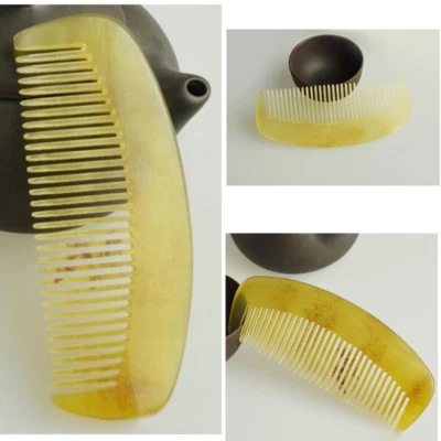 10cm Natural Ox Horn Massage Health Care Hair and Beard Comb Beard Hair Brush Foto 1 de 4