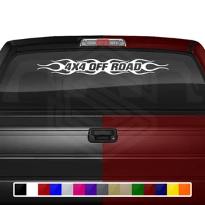 #124 4X4 OFF ROAD Decal Sticker Windshield Window Vinyl Banner Flame Truck Side - Picture 1 of 7