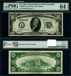 FR. 2000 D $10 1928 Federal Reserve Note Cleveland D-A Block Choice PMG CU64 EPQ - Picture 1 of 3