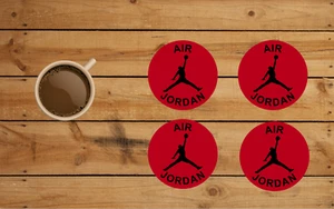 AIR JORDAN DESIGN ROUND COASTER SET OF 4 CUSTOM MADE 3.5" - Picture 1 of 2