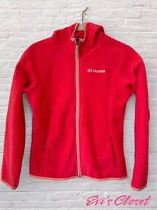 Columbia Girls Full Zip Up Fleece Hoodie Jacket Pink Sz M - Picture 1 of 10