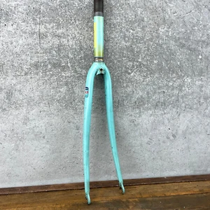 Vintage Bianchi Celeste 700c Fork 1" Threaded 6.5" Steel Road Race Green Eroica - Picture 1 of 24