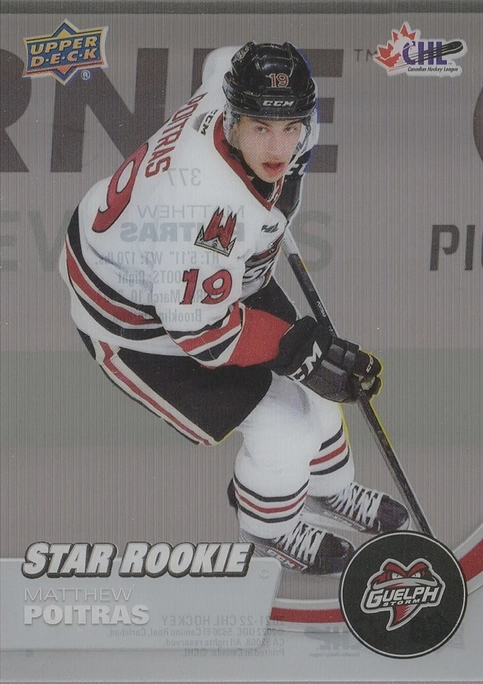 Matthew Poitras - 2021-22 Upper Deck CHL Star Rookie Clear Cut Card #377 - Image 1 of 1
