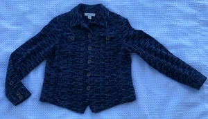 Women's Size Petite 6 Coldwater Creek Blue Jean Denim LS Silver Button Jacket - Picture 1 of 12
