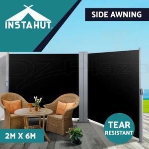 Instahut Side Awning Outdoor Blinds Sun Shade Retractable Screen 2X6M BK - Picture 1 of 10