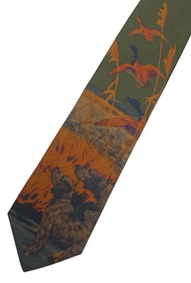 Etro Milano Silk Neck Tie Duck Hunting Bird Dog Spaniel Italy New Tag $170 - Image 1 of 4