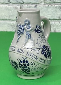 Deutscher Steinzeug Krug Vintage 0,5L Trinkrt Wie Eure Vater Aus Stein Den Wein - Bild 1 von 12