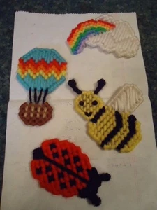  Rainbow in Cloud Bee Balloon Ladybug Needlepoint Refrigerator Magnets - Picture 1 of 1
