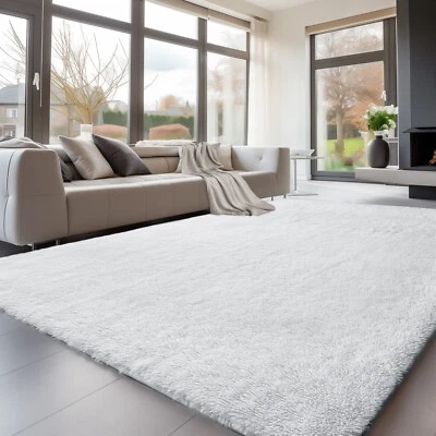 Alfombra suave peluda - Alfombra grande de felpa para sala de estar y dormitorio, antideslizante Foto 1 de 4