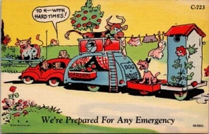 Vintage Post Card Outhouse Doghouse Trailer Lingerie Curt Teich Comic Posted p2 - Picture 1 of 3