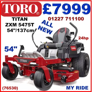 Toro Titan ZX5475T Zero Turn 54" / 137cm Ride On Mower Lawnmower Garden Tractor - Picture 1 of 16